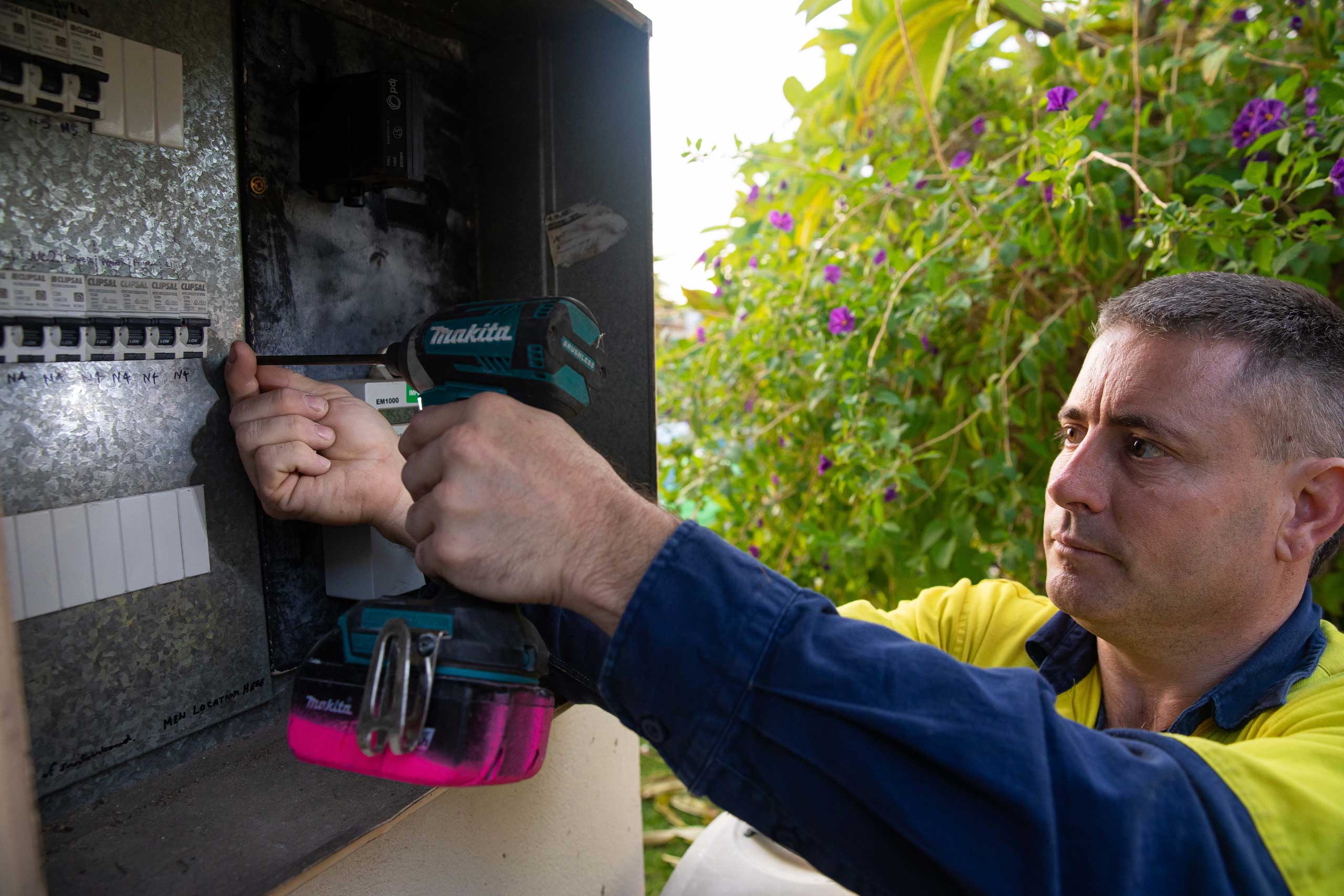 Electrician completing an emergency services